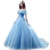 2019 Nyaste Askepott Quinceanera -klänningar med fjärilspärlor Sweet 16 Prom Pageant Debutante Dress Formal Evening Prom Party Go326V