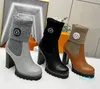 Black Leather Ankle Boot Women Platform Desert Boots With Collar and Side Panels in Wool Fashion Sock