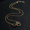 Hollow Out Cute Heart Dog Cat Paw Pendant Necklace Animal Print Friendship Jewelry Mother Child Love Necklaces261T
