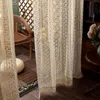 Rideaux transparents Boho Rideau Chic Beige Crochet Tricot pour Chambre Coton Lin Creux Rétro Ferme Patio Fenêtre Rideaux 230909