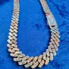 925 Silver Cuban Necklace Two Tone Color Vvs Moissanite 17mm Baguette Miami Cuban Chain Necklace