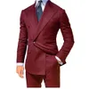 Mäns kostymer Blazers Classic Style Double Breasted Red Groom Tuxedos Lapel Groomsmen Men Jacketpants 230909