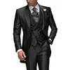 Trajes para hombres Blazers Traje 3 piezas Gris carbón ed Solapa Un botón Novio Esmoquin Boda para hombre Conjunto Ropa Chaqueta Pantalones Chaleco 230909