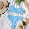 Traje de baño de baño de moda trajes de dos piezas 2024 SEY BIKINI SET BIGLE ALTA PLATADO PLATADO DE NEON NEONA MUJER VENDAGA VENDABLE DE LA PLAYA MONOKINI