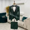 Trajes para hombres Blazers Verde Hombre para boda 3 piezas Hombres Padrinos de boda formales Novio Esmoquin BlazerVestPants Traje Homme 230909