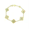 18K Gold Luxus Kleeblatt Designer Charm Armbänder für Frauen Retro Vintage Italien Marke Diamant Armband Armreif Party Hochzeit Jewelry2709