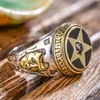 Anello solitario in argento sterling 925 con pentagramma invertito Pentacolo rivolto verso il basso Diavolo Satana Gioielli satanici Moda Uomo Anello 251i