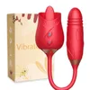 Sexspielzeug Massagegerät Starke Rose Klitoris Saugen Vibratoren Spielzeug für Frau Anal Doppelkopfvibrator Stoßen Lecken Teleskopisch