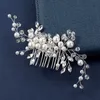 Srebrny kolor kwiatowy grzebień do włosów biżuteria ręcznie robiona stopowa perłowa włosy hair hair haft małże ślubne biżuteria do włosów