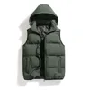 Gilet da uomo Autunno Inverno Gilet da uomo Giacca Gilet con cappuccio Tinta unita Cotone maschile Cappotti senza maniche Taglia L4XL 230909