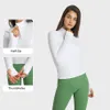L-206 Half Zip Croped Sweatshirts Women Yoga Topps Slim Fit Long Sleeve Shirts Midjelängd Sportjacka mjuk och varm fitness CO235W