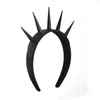Wedding Hair Jewelry Black Spiked HeadBand Goth Headpiece Metal Spikes Faux Leather Headwear Costume Cosplay Gothic Halloween Accessories 230909