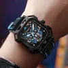 Armbandsur Relogio Masculino Men's Automatic Mechanical Watches unika lysande displayskelett svart stålväska titta på män relojes