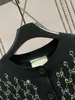 女性用セーターデザイナー2023新しいファッション3色のスパンコール刺繍カーディガンラウンドネックセーターレター長袖カジュアルレディニットfkx8