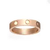 LOVE Screw Ring Mujeres Un conjunto de empaques Acero inoxidable Pulido Oro rosa Zircon Joyería de moda Día de San Valentín Regalo de pareja para G200e