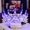 Bijoux de cheveux de mariage diadèmes brillants cristal perle couronnes de mariée avec lumière bleue LED lumineux princesse fête diadème 230909