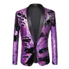 Men's Suits & Blazers 2021 Tide Men Double-Color Purple Black Gold White Sequins Blazer Fashion Punk Nightclub Bar DJ Singers2693