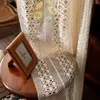 Rideaux transparents Boho Rideau Chic Beige Crochet Tricot pour Chambre Coton Lin Creux Rétro Ferme Patio Fenêtre Rideaux 230909