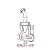 1 pcs Premium Glass Dab Rig stemline Rosa Perc e Pink Bottom dobrar água com Trous Down Water Pipe Hookah bongo de vidro 10mm Navio feminino conjunto com tigelas de flores de vidro