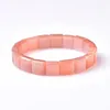 Bracelet en pierre de soleil Orange naturelle, brin de perles rectangulaires, pierres précieuses extensibles, bijoux à la mode pour femmes et hommes, 10x10mm 6A