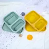 Boîte à bento pliable en silicone pour stockage des aliments avec couvercle - Boîtes à déjeuner pliables pour préparation de repas pour enfants et adultes - Voyage en plein air sans BPA