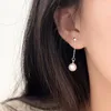 Classic fashion s925 sterling silver pearl earrings Korean version simple face thin long temperament fashion tassel bestie earrings