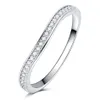 full Clear zircon stone pave silver color wave Ring engagement Cocktail wedding alliance for women girls3017