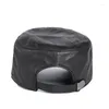 Bola bonés de couro boné masculino masculino elegante autêntico curto borda fina chapéu militar hombre casual metal buracos hóquei casquette