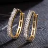 Серьги-кольца с циркониевым покрытием Iced Out, женские серьги-обнимашки из желтого золота 18 карат, сверкающий подарок, красивые ювелирные изделия288W