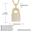 Bling Diamond Cubic zirkoon slot ketting hiphop sieraden set 18k gouden hangslot hanger kettingen roestvrijstalen ketting mode voor 233d