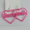 Blink Acrylic Pink Love-shaped Barbie Drop Earrings Letter Jewelry Cutie Pendant Clothes Pairing Cosplay Girls Accessories Women Wear Wholesale YME092
