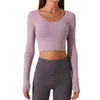 AL0LULU Yoga Tops Women Sports Running Top Slim Long Sleeve Fitted Fitness Clothes Girl New Fashion Exercise Training T-shirts Gre225H