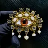 Pins Brooches 2023 Exaggerated Devil's Eye Brooch Baroque Pearl Tassel for Men Women Unisex Pin Jewelry European And American Vintage 230909