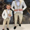 Costumes pour hommes Blazers Père et fils Hommes Mariage Tuxedos 3 pièces Blanc Motif floral Slim Fit Cocktail Party Groom Personnalisé M255G