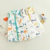 Sovsäckar spädbarn baby pojkar flickor väska tecknad claus mönster ärmlös dragkedja swaddle filt småbarn kläder 230909