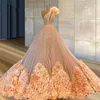 Luxury Champagne Prom Dresses One Shoulder Gorgeous Ruffles Bling Sequins Evening Dress Couture Dubai Arabic Celebrity Gowns Vesti290q