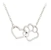 Hollow Out Cute Heart Dog Cat Paw Pendant Necklace Animal Print Best Friendship Jewelry Mother Child Love Necklaces