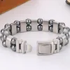 Bracelet en acier inoxydable pour hommes, matière brossée, Double rangée de perles en pierre de fer, breloque de santé Cool, accessoires de bijoux pour hommes