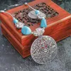 Pendentif Colliers Bohème Turquoise Géométrie Collier Pour Femmes Filles Style Ethnique Fleur Creuse Métal Fête Bijoux Cadeaux