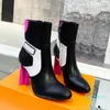 Women Flower-shaped Heel Boot Side Zip Martin Boots High Heels Fashion Booties Black Blue Red Leather