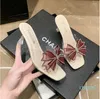 Dress Shoes Sweet Bow Ties Mules Slippers Transparent Fine Heel High Heels Sandals Open Toes Colorful Rhinestone Summers Women Big Size