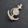 Pins Brooches Blucome Special Design Anchor Shape Brooch Zircon Pin's for Coat Suit Bag Hijab Badge Wedding Party Jewelry Gifts 230909