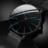 Wristwatches Sdotter 2023 Minimalist Men's Fashion Ultra Thin Watches Simple Men Business Stainless Steel Mesh Belt Quartz Watch Relogio