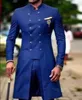 남자 양복 블레이저 아프리카 디자인 로얄 블루 슬림 핏 남자 웨딩 신랑 턱시도 신랑 파티 2pcsblazerpants 230909