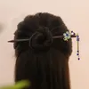 Jóias de cabelo de casamento elegante clássico antigo vestuário Buyao grampos de cabelo com borla estilo étnico feito à mão disco de madeira headwear mulheres 2 pc 230909