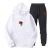 Herrspår Hoodies passar Rose Flower Tracksuit Sweatshirt Fleece Sweat Pants Jogging Homme Pullover 3XL Female Sporting Set 230909