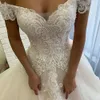 Vestido de baile branco vestidos de casamento marfim laço vestidos de noiva formal applique zíper rendas até novo personalizado plus size tule fora do ombro querida frisado