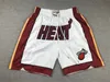 Heats Basketball Short Miamis Hip Pop Laufhose mit Taschenreißverschluss, genäht, Rot, Größe S-XXL