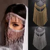 Wedding Hair Jewelry Indian Full Tassel Mask Chain Decoration Face For Women Bridal Veils Crystal Beaded Christmas Party 230909