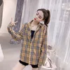 2024 femmes Blouses chemises femmes créateur de mode classique été Plaid T-Shirt grande taille décontracté à manches longues haut 55